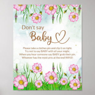 Kleine Wildblume ist auf dem Weg zur Babydusche Poster