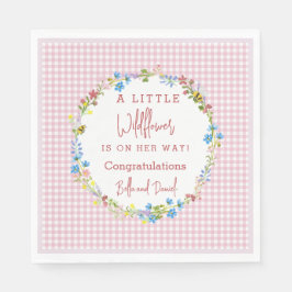 Kleine Wildblume ist auf dem Weg zur Babydusche Serviette