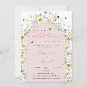 Kleine Wildblume ist auf ihrem Way Baby Shower Pin Einladung