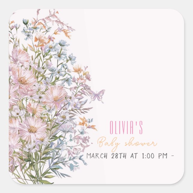 Kleine Wildblume ist in Blüte 3 Quadratischer Aufkleber (Vorderseite)