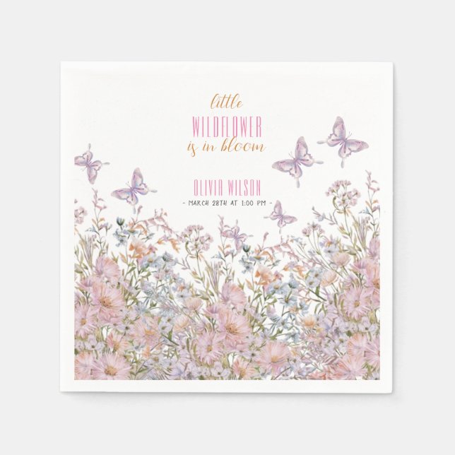 Kleine Wildblume ist in Blütendusche #3 Serviette (Vorderseite)