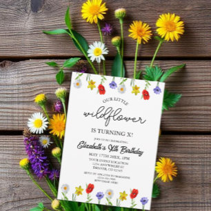 Kleine Wildblume Kinder Mädchen Geburtstag Einladung