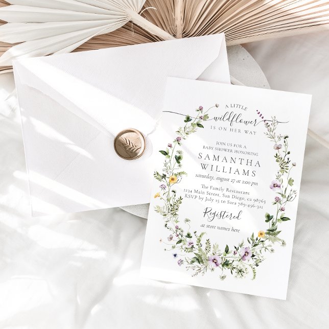Kleine Wildblume Lila Floral Baby Girl Dusche Einladung (Von Creator hochgeladen)