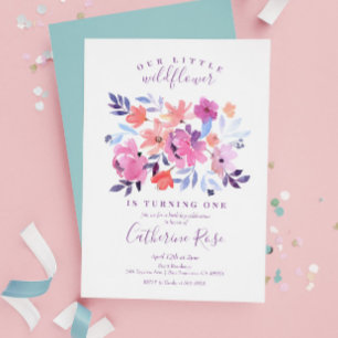 Kleine Wildblume Lila Geburtstagsfeier Einladung