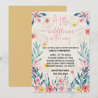 kleine Wildblume Mädchen Dusche Einladungen