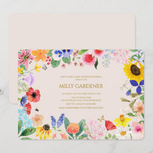 Kleine Wildblume Mama auf Bee Baby Dusche Einladung