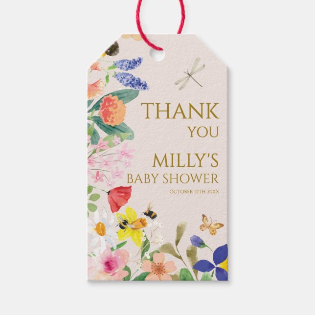 Kleine Wildblume Mama auf Bee Baby Dusche Geschenkanhänger (Vorderseite)