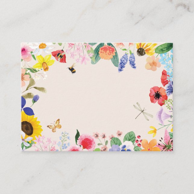 Kleine Wildblume Mama auf Bee Baby Dusche Platzkarte (Vorderseite)