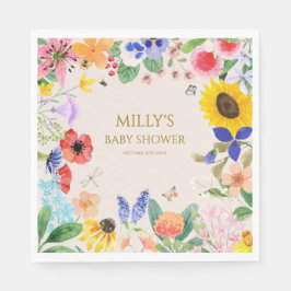 Kleine Wildblume Mama auf Bee Baby Dusche Serviette