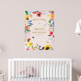 Kleine Wildblume Mama auf Bee Baby Dusche Willkomm Poster