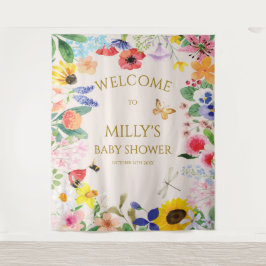 Kleine Wildblume Mama auf Bee Baby Dusche Willkomm Wandteppich