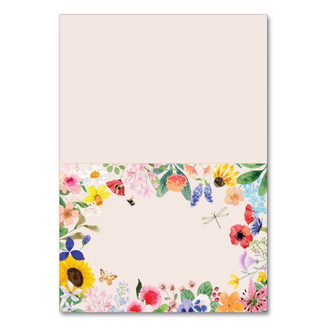 Kleine Wildblume Mama Bee Baby Dusche Platzkarte Tischnummer (Vorderseite)