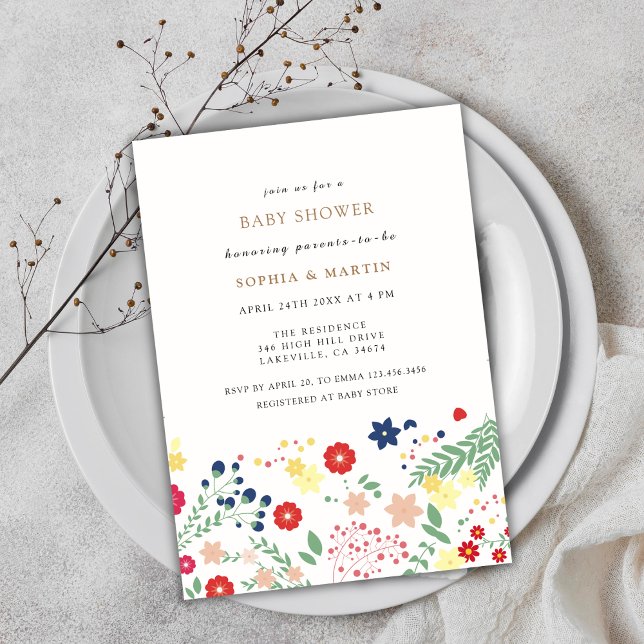 Kleine Wildblume Pattern Kinderdusche Einladung (Little Wildflower Pattern Baby Shower Invitation)
