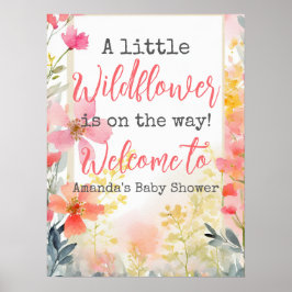 Kleine Wildblume Peach Blume Floral Baby Dusche Poster