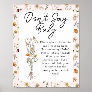 Kleine Wildblume Pink Babydusche Sag nicht Baby Poster