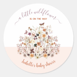 Kleine Wildblume Pink Girl Baby Shower Stickers