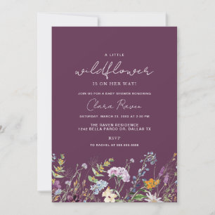 Kleine Wildblume Plum Lila Blume Kinderdusche Einladung