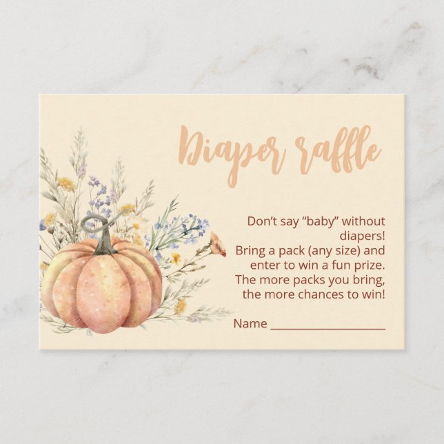 Kleine Wildblume Pumpkin Baby Dusche | Herbstthema Begleitkarte (Vorderseite)