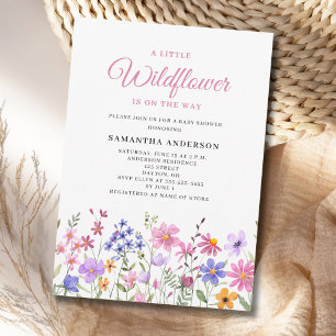 Kleine Wildblume Rosa Blumen Mädchen Baby Shower Einladung