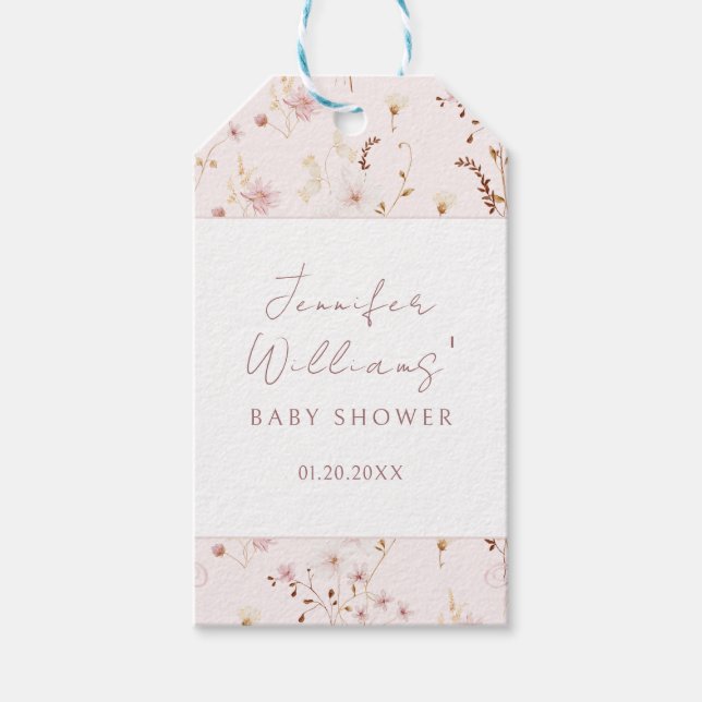 Kleine Wildblume rustikale Babydusche Geschenk Tag Geschenkanhänger (Vorderseite)