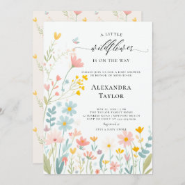 Kleine Wildblume Script Pastels Baby Girl Shower Einladung