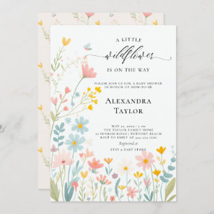 Kleine Wildblume Script Pastels Baby Girl Shower Einladung