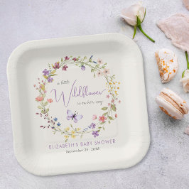 Kleine Wildblume Watercolor Kindermädchendusche Pappteller