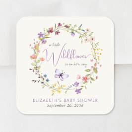 Kleine Wildblume Watercolor Kindermädchendusche Quadratischer Aufkleber