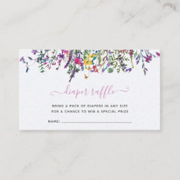 Kleine Wildblume Windeln Raffle Babydusche Begleitkarte