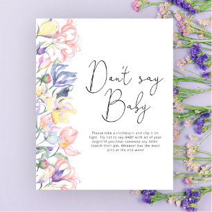 Kleine Wildblumen-Baby-Party-Sprüche Sag nicht Bab Poster
