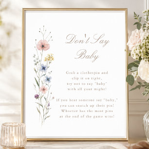 Kleine Wildblumen-Baby-Shower-Spiel Sag nicht Baby Poster