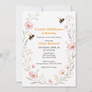 Kleine Wildblumen-Biene-Baby-Party Einladung