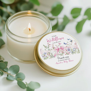 Kleine Wildblumen-Blumenmädchen-Rosa-Schleife-Baby Runder Aufkleber