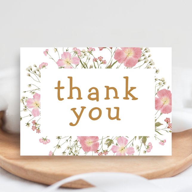 Kleine Wildblumen Boho-Baby-Empfangsfeier Dankeskarte (Little Wildflower Baby Shower Thank You Card)
