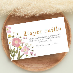 Kleine Wildblumen-Boho-Baby-Shower-Windel-Raffle Begleitkarte