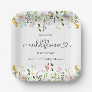 Kleine Wildblumen sind unterwegs mit Babydusche Pappteller