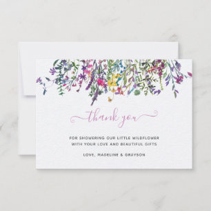 Kleine Wildblumen-Wiese-Baby-Shower Dankeskarte