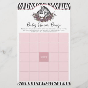 Kleine wilde Safari-Babyparty-Bingo mit Zebramuste
