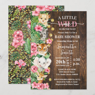 Kleine wilde Safari-Rosa-Baby-Party Einladung