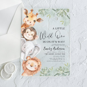 Kleine wilde Safari-Tiere Jungen Baby-Party Acryleinladungen