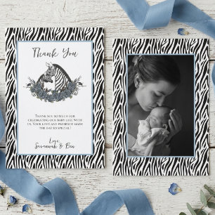 Kleine wilde Zebra-Safari-Baby-Party-Foto Dankeskarte