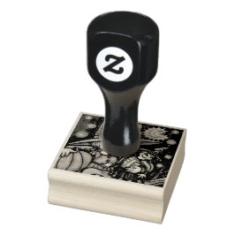 KLEINE WITCH & RAG DOLL HALLOWEEN RUBBER-BRIEFMARK GUMMISTEMPEL