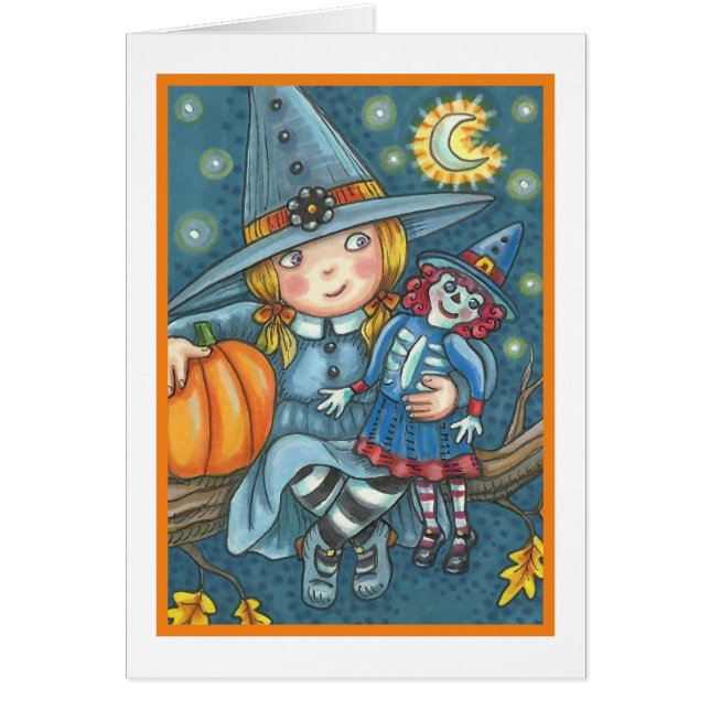 KLEINE WITCH- UND DOLL HALLOWEEN GREETKARTE-Leere (Vorne)