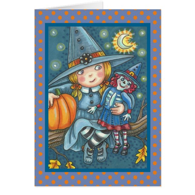 KLEINE WITCH- UND DOLL HALLOWEEN GREETKARTE-Leere (Vorne)