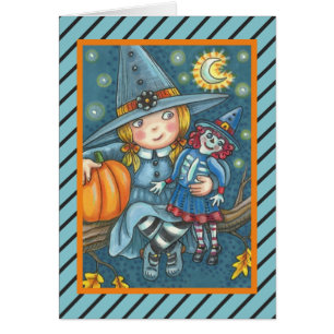 KLEINE WITCH- UND DOLL HALLOWEEN GREETKARTE-Leere