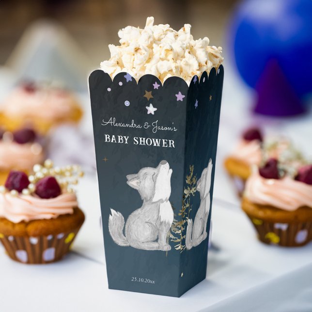 Kleine Wolfsdusche bevorzugt Popcorn Geschenkschachtel (Little wolf themed baby shower favors customized popcorn favor boxes cute baby wolf popcorn box)