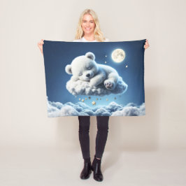 Kleine Wolken Teddystars Mondfantasiekunst Fleecedecke