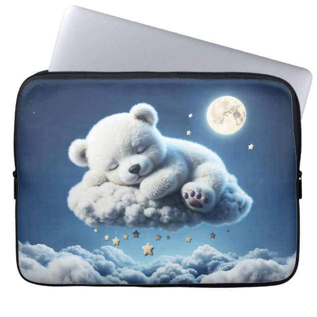 Kleine Wolken Teddystars Mondfantasiekunst Laptopschutzhülle (Vorderseite)