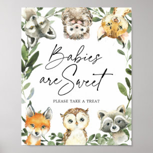 Kleine Woodland Baby Dusche Babys sind süßes Zeich Poster