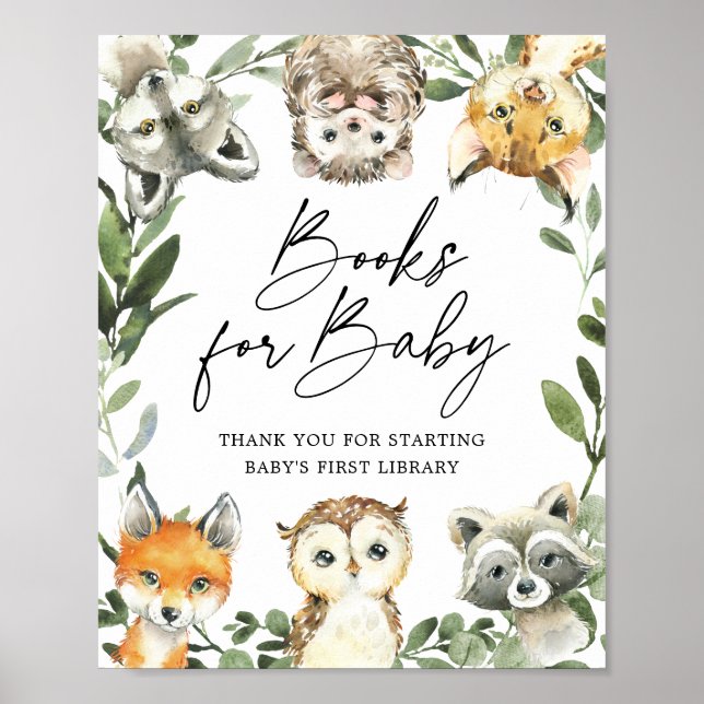 Kleine Woodland Babyduschbücher für Babysignatur Poster (Vorne)